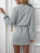 Perfee Bow Dropped Shoulder Long Sleeve Mini Dress OutfitFlow